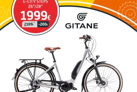 VAE GITANE URBAIN E-CITY MOTEUR STEPS SHIMANO 1999€ AU LIEU DE 2199€